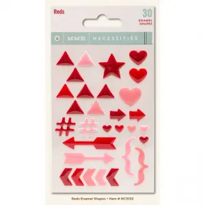 Naklejki emaliowane MME Enamel Shapes Red, 30szt
